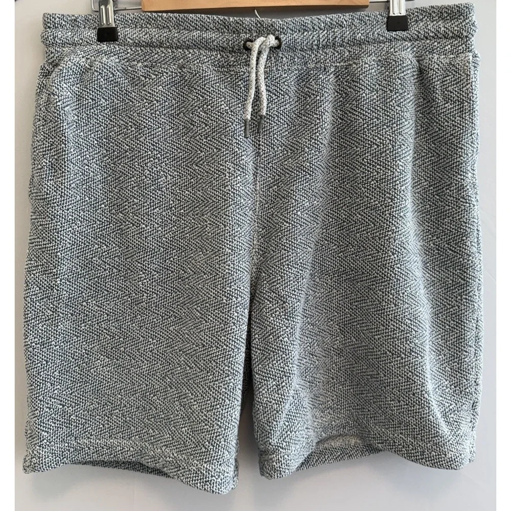 Faherty Knit Lounge Shorts XXL Blue White Drawstring Casual Textured Cotton